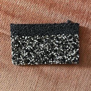 Vintage multi colored beaded wallet with zip closure!